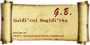Gulácsi Boglárka névjegykártya